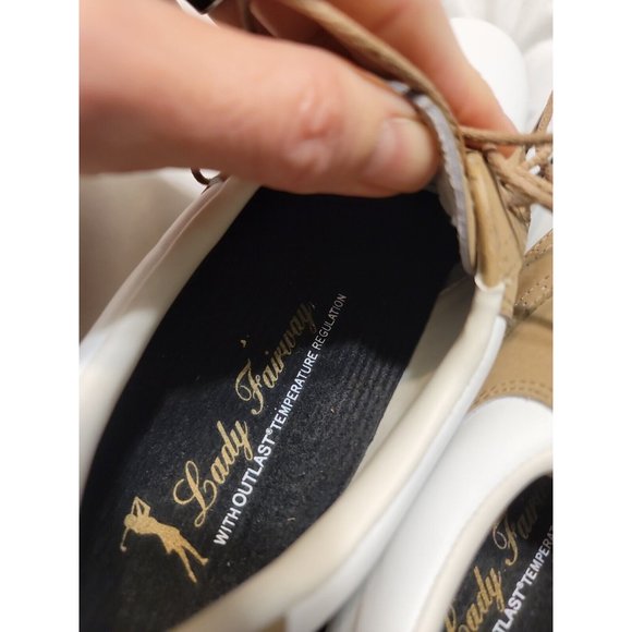 Lady Fairway Leather Tan/White Golf Cleats Shoes Size 7 Outlast temp regulation - Picture 6 of 11